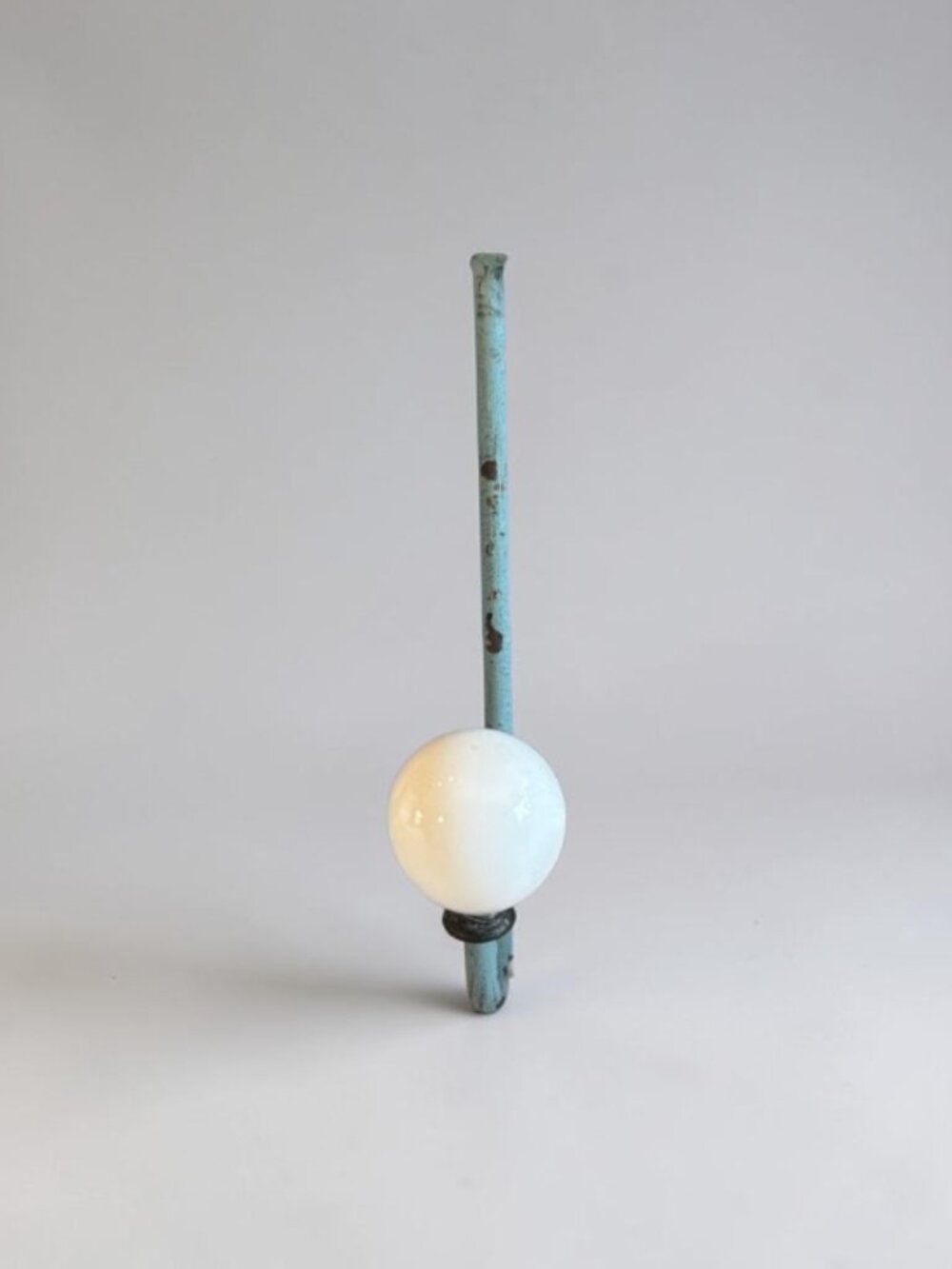 Vintage Shabby Chic Metal Coat Rack 19” Wall Hooks White Ceramic Knobs - Picture 11 of 14